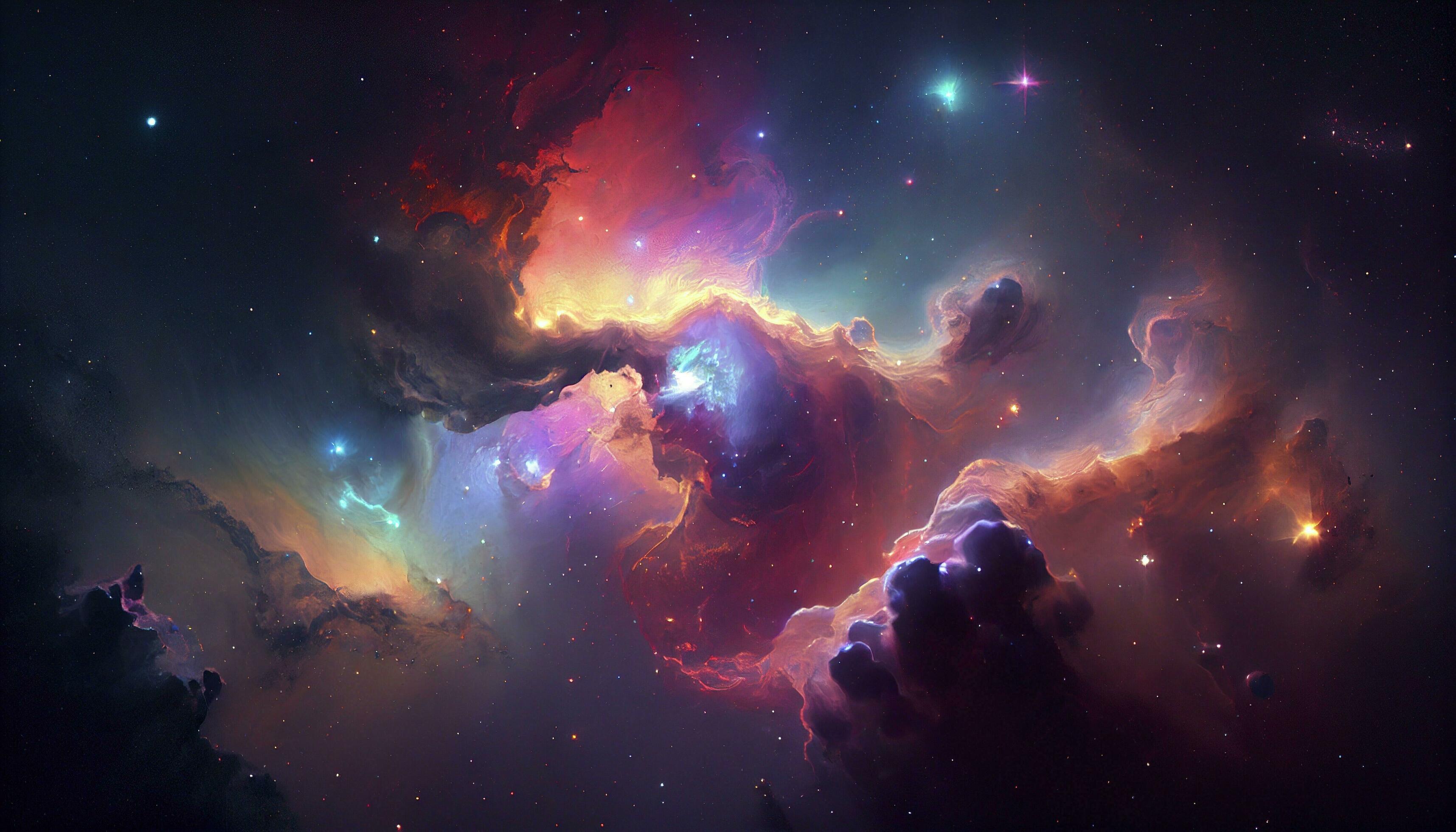A view from space to a galaxy and stars. Universe filled with stars